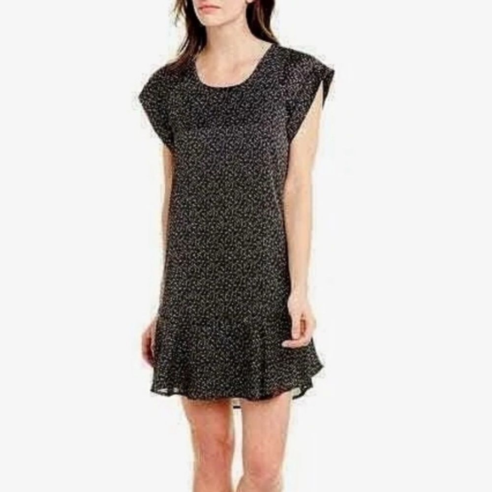 Joie short sleeve mini flounce dress w/ dotted stars in caviar black size M